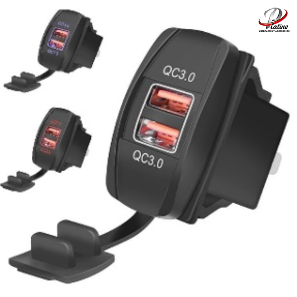 USB Doble Entrada / 12-24V / 2.1A / Negro