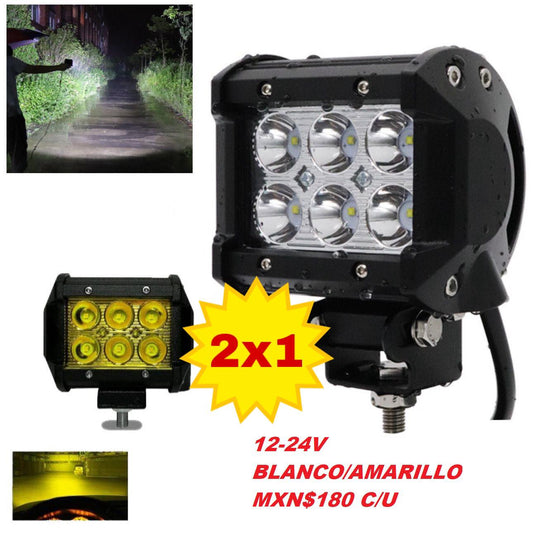 2X1 Foco Led Neblinero Trabajo 12-24V / 18W