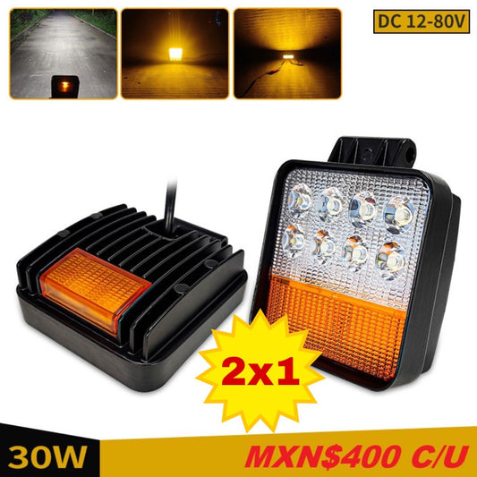 2X1 Foco Led Carrocería 12-80V / 30W Cuadrado