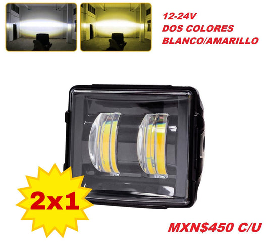 2X1 Foco Led Neblinero Trabajo 12-24V / 40W / Bicolor