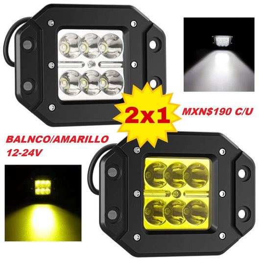 2X1 Foco Led Neblinero Trabajo 12-24V / 18W / Empotrar