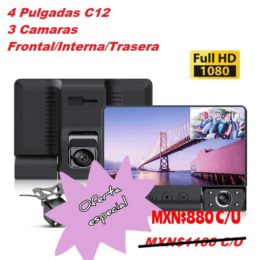 Kit Cámara Frontal, Interna y Trasera C12 Full HD