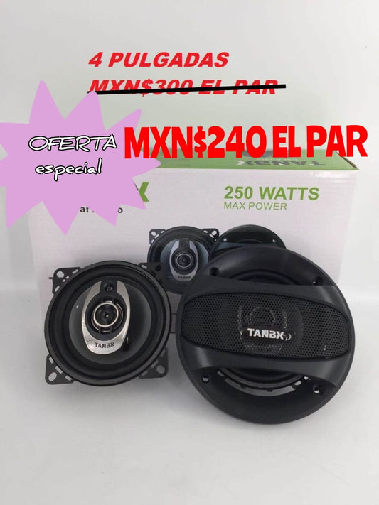 Bocinas TanbX 4" / 12V / 250W